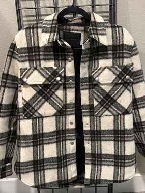 Blank NYC Plaid Shacket in Cream, Olive, and Black